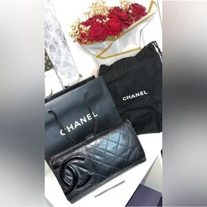 Chanel Cambon Wallet Black Quilted Leather, With dust bag and gift bag